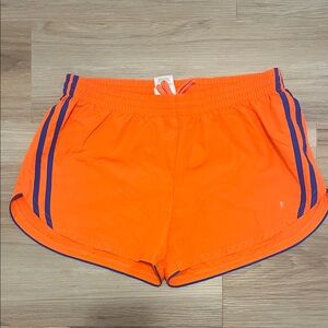 Danskin Now Orange Athletic Shorts with Blue Stripes